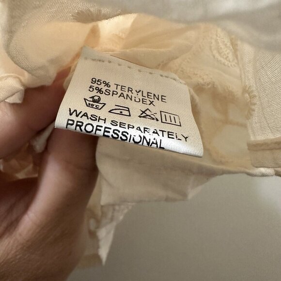 2/$30 Micas Boho Knit Strapless Peplum Top Womens M Beach Coquette Coastal Lace - Picture 10 of 11